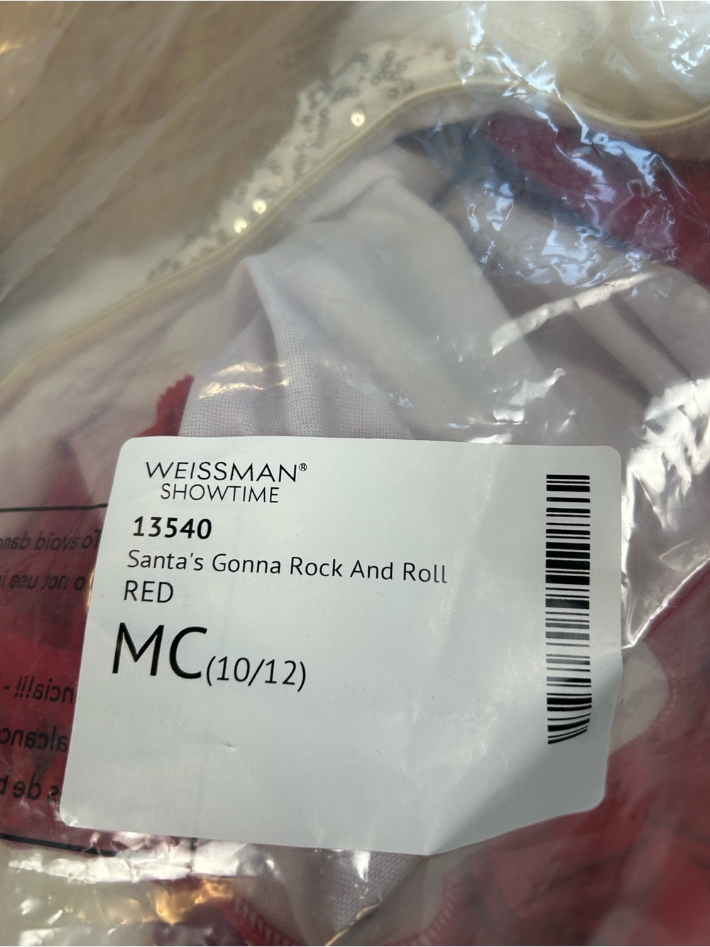 NWT Weissman 13540 Santa’s Gonna Rock And Roll Velvet Faux Fur Trim Costume MC - Picture 9 of 9